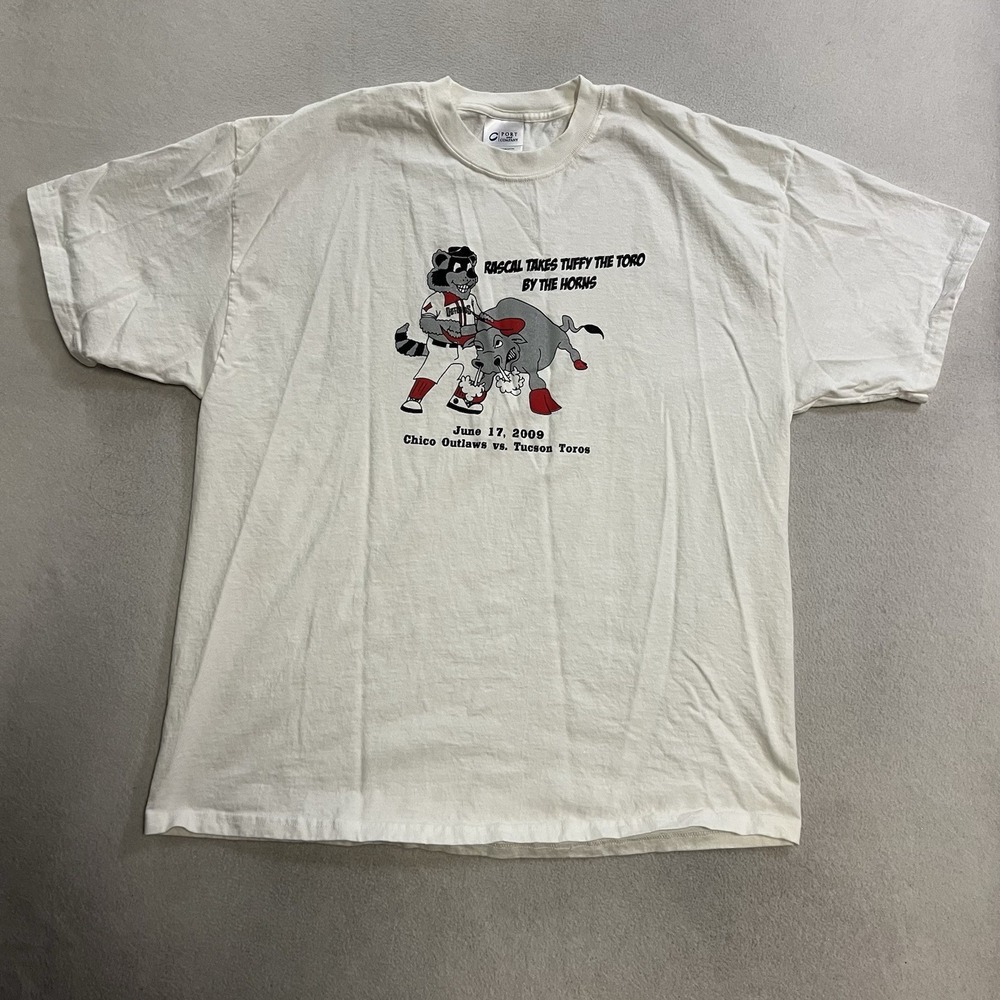 Vintage Chico Outlaws T-Shirt Men's XL Rascal the Raccoon Vs Tucson Toros 2009